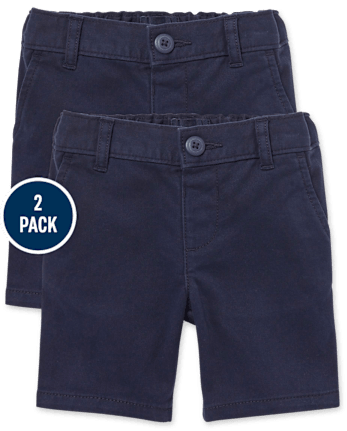 Shorts chinos de uniforme para niñas pequeñas, paquete de 2