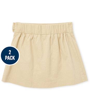 Toddler Girls Uniform Bow Stretch Pleated Skort 2-Pack