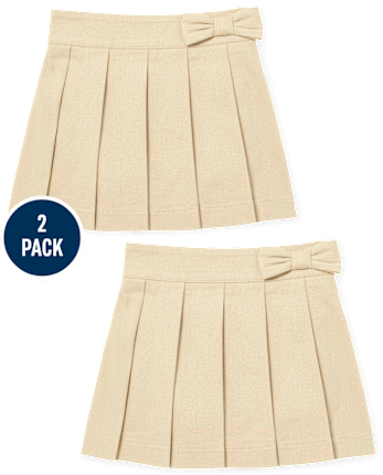 Lot de 2 jupes-shorts plissées à nœud d'uniforme pour petites filles