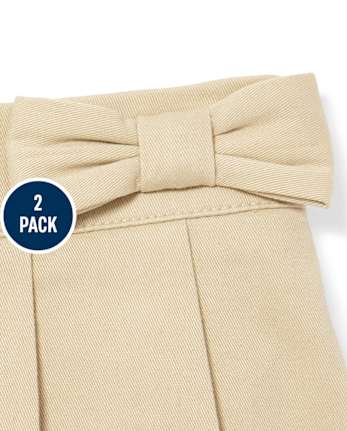 Falda pantalón plisada de uniforme para niñas pequeñas, paquete de 2