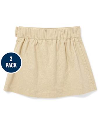 Falda pantalón plisada de uniforme para niñas pequeñas, paquete de 2