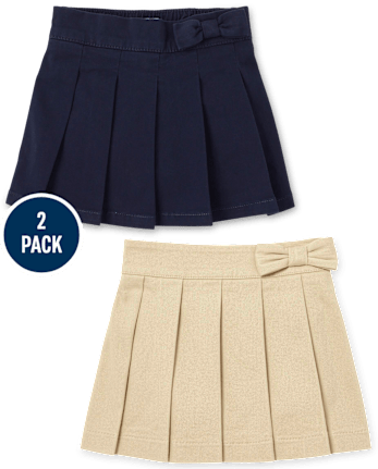 Falda pantalón plisada de uniforme para niñas pequeñas, paquete de 2