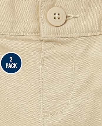 Paquete de 2 pantalones chinos ajustados de uniforme para niñas pequeñas