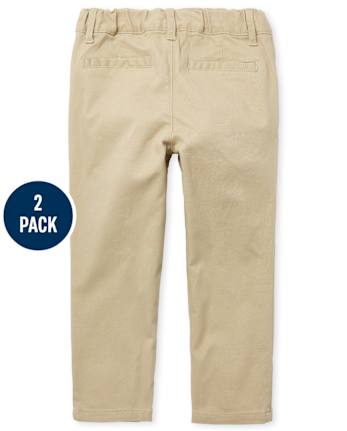 Paquete de 2 pantalones chinos ajustados de uniforme para niñas pequeñas