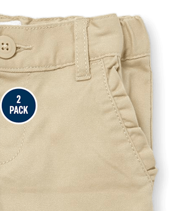 Paquete de 2 pantalones chinos ajustados de uniforme para niñas pequeñas