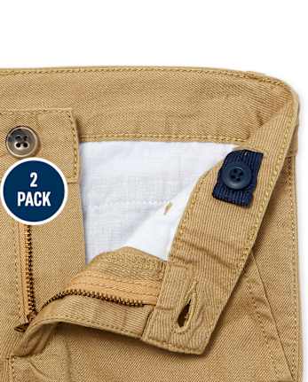 Pantalones chinos ajustados de uniforme para niños, paquete de 2