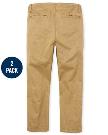 Pantalones chinos ajustados de uniforme para niños, paquete de 2