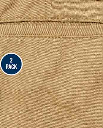 Pantalones chinos ajustados de uniforme para niños, paquete de 2