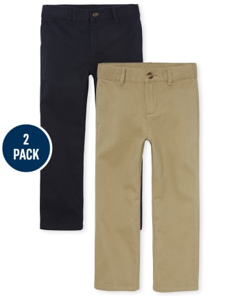 Boys Uniform Straight Chino Pants 2-Pack