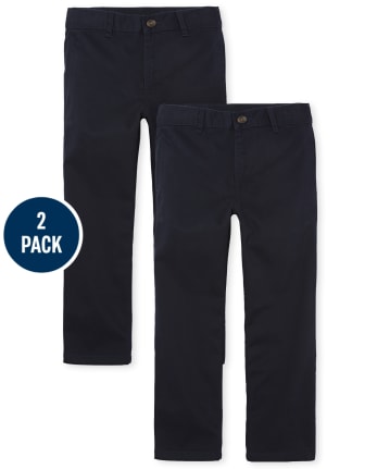 Boys Uniform Twill Woven Straight Chino Pants 2-Pack | The Children's ...