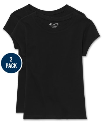 Paquete 2 camisetas de capas de manga corta uniforme para niñas | The Place - BLACK 2