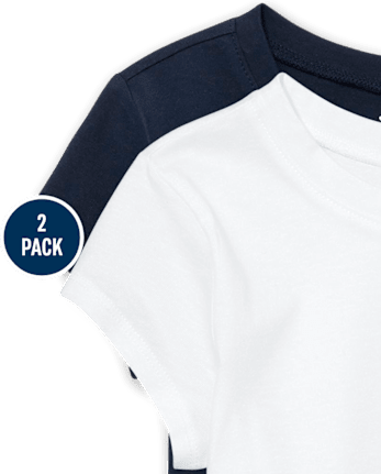 Camiseta básica con capas de uniforme para niñas, paquete de 2