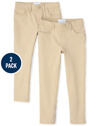 Girls Uniform Ponte Knit Pull On Jeggings 2-Pack