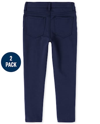 Girls Uniform Ponte Knit Pull On Jeggings 2-Pack