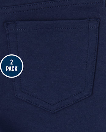 Girls Uniform Ponte Knit Pull On Jeggings 2-Pack