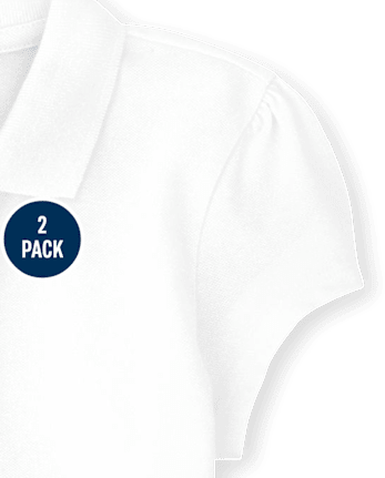 Lot de 2 polos uniformes en piqué à volants pour fille