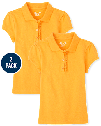 Girls Uniform Ruffle Pique Polo 2-Pack