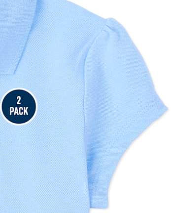 Polo de piqué con volantes de uniforme para niñas, paquete de 2