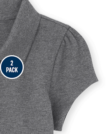 Polo de piqué con volantes de uniforme para niñas, paquete de 2