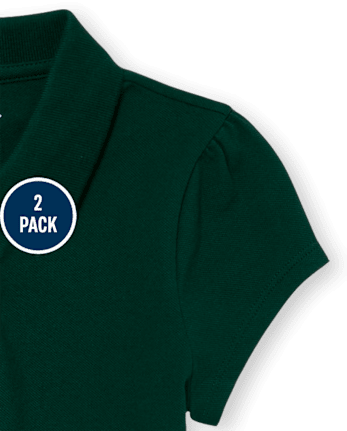 Polo de piqué con volantes de uniforme para niñas, paquete de 2