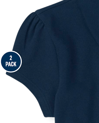 Polo de piqué con volantes de uniforme para niñas, paquete de 2