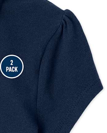 Lot de 2 polos uniformes en piqué à volants pour fille