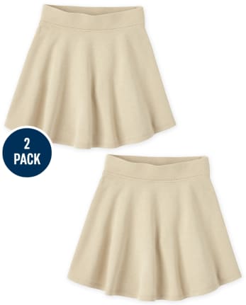 Falda pantalón de felpa francesa activa de uniforme para niñas, paquete de 2