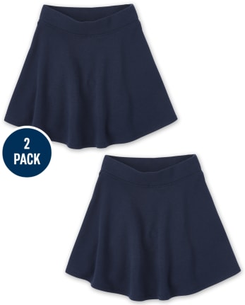Falda pantalón de felpa francesa activa de uniforme para niñas, paquete de 2