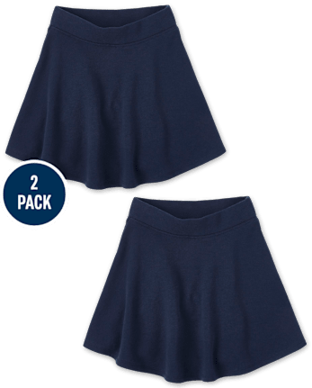 Falda pantalón de felpa francesa activa de uniforme para niñas, paquete de 2