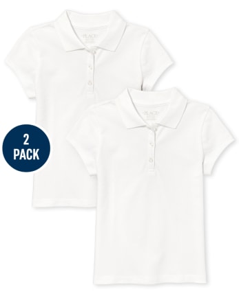 Girls Uniform Stain Resistant Pique Polo 2-Pack