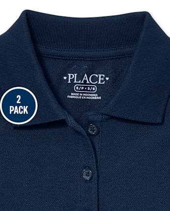 Girls Uniform Stain Resistant Pique Polo 2-Pack