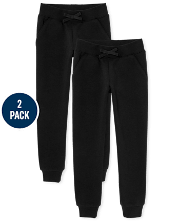 Girls Uniform Active Fleece Knit Jogger Pants 2 Pack BLACK The Children s Place