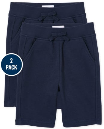 Paquete de 2 pantalones cortos activos de rizo francés de uniforme para niñas