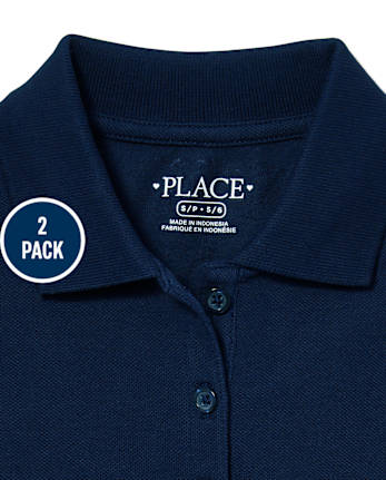 Girls Uniform Soft Stretch Pique Polo 2-Pack