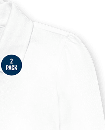 Lot de 2 polos uniformes en piqué à volants pour fille