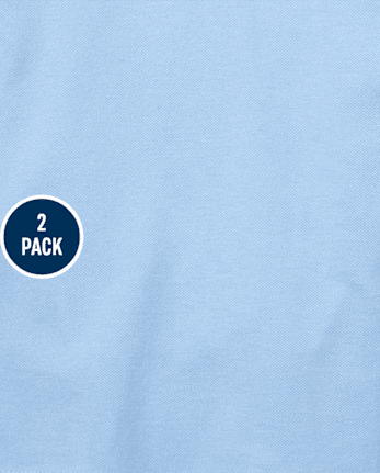 Polo de piqué con volantes de manga larga de uniforme para niñas, paquete de 2