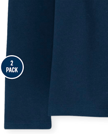 Girls Uniform Ruffle Soft Stretch Pique Polo 2-Pack