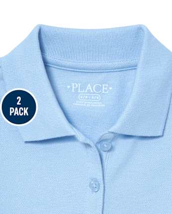 Vestido tipo polo de piqué de uniforme para niña, paquete de 2