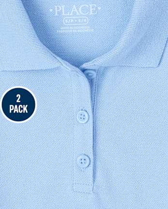 Polo de piqué de uniforme para niña, paquete de 2