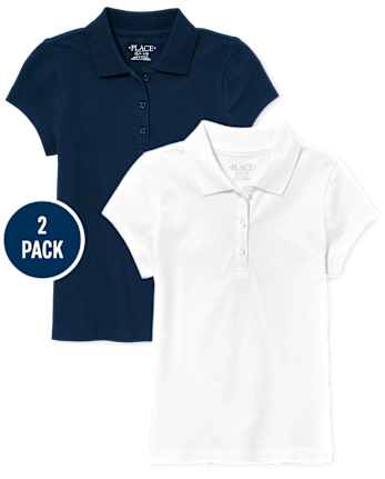 Lot de 2 polos uniformes en piqué pour fille