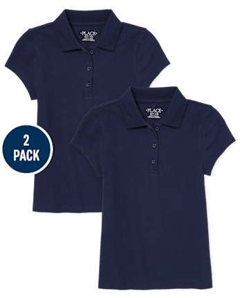 Lot de 2 polos uniformes en piqué pour fille