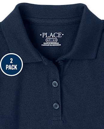 Lot de 2 polos uniformes en jersey doux pour filles