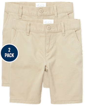 Shorts chinos de uniforme para niñas, paquete de 2