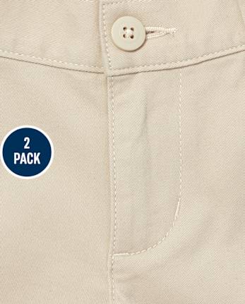 Shorts chinos de uniforme para niñas, paquete de 2