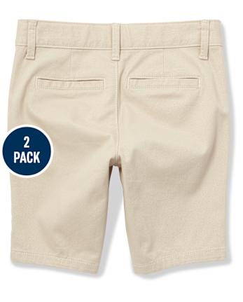 Shorts chinos de uniforme para niñas, paquete de 2