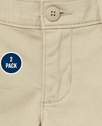 Girls Uniform Stretch Skinny Chino Pants 2-Pack