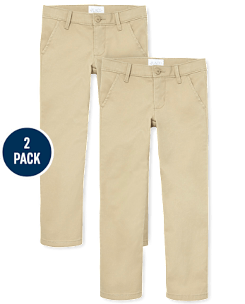 Girls Uniform Stretch Skinny Chino Pants 2-Pack