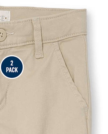 Pantalones chinos ajustados de uniforme para niñas, paquete de 2