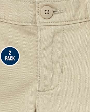 Pantalones chinos ajustados de uniforme para niñas, paquete de 2