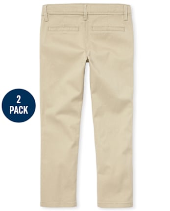 Pantalones chinos ajustados de uniforme para niñas, paquete de 2